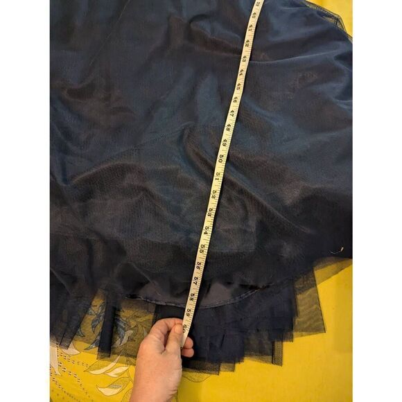 TLC Say Yes to the Prom Juniors' Embellished Floral Ballgown Dress Navy Size 5 - Picture 5 of 9